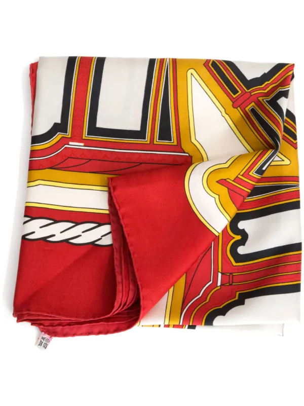 Hermès Pre-Owned 1980s Les Berlines シルク スカーフ | レッド