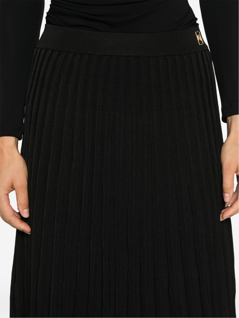 Shop Elisabetta Franchi Pleated-effect Midi Skirt In Black