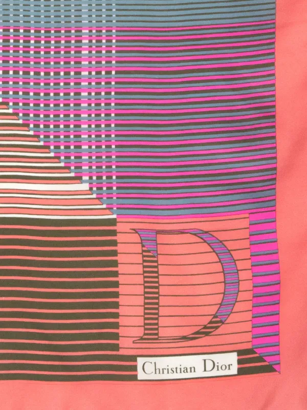 Christian Dior Pre-Owned 1970s ストライプ シルクスカーフ | ピンク  