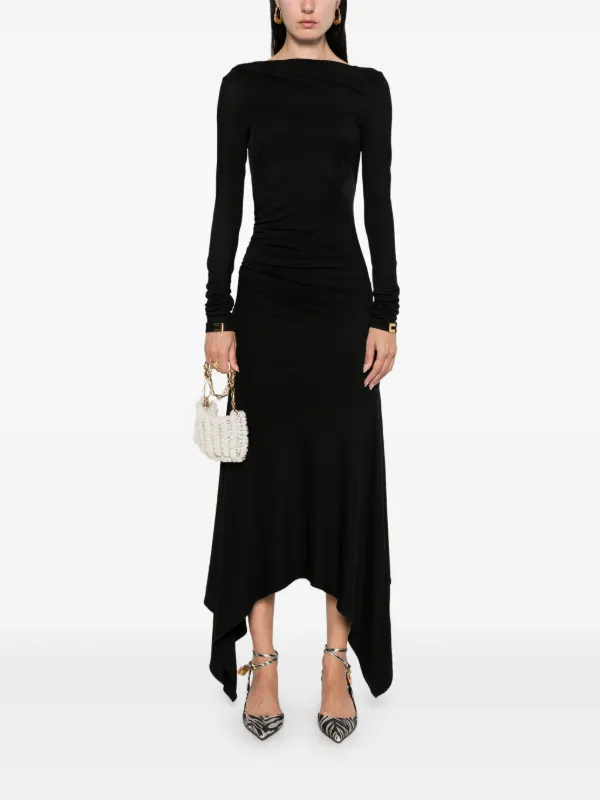 Elisabetta Franchi Draped Jersey Midi Dress | Black