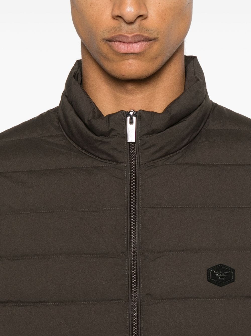 Shop Emporio Armani Logo-patch Puffer Jacket In Brown