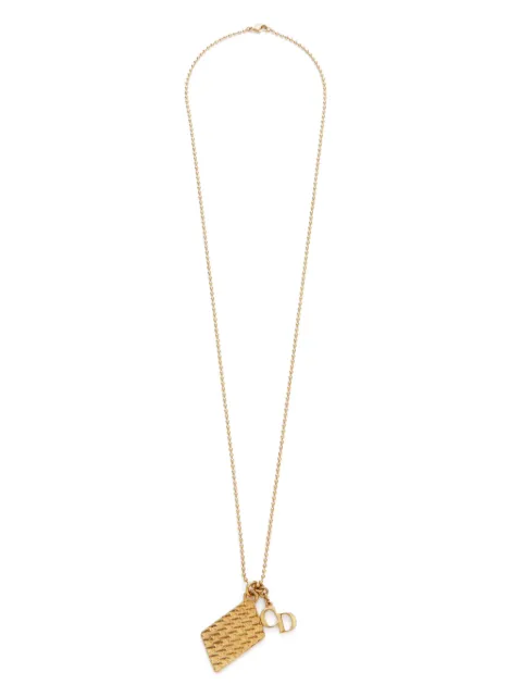 Christian Dior Pre-Owned collar bañado en oro con logo CD