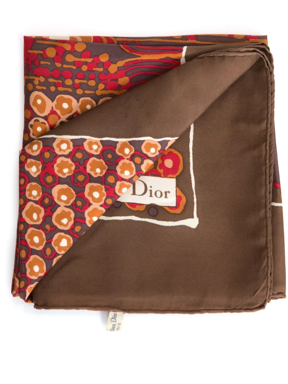 Pre-owned Dior 1970s Abstract-print Scarf In Brown