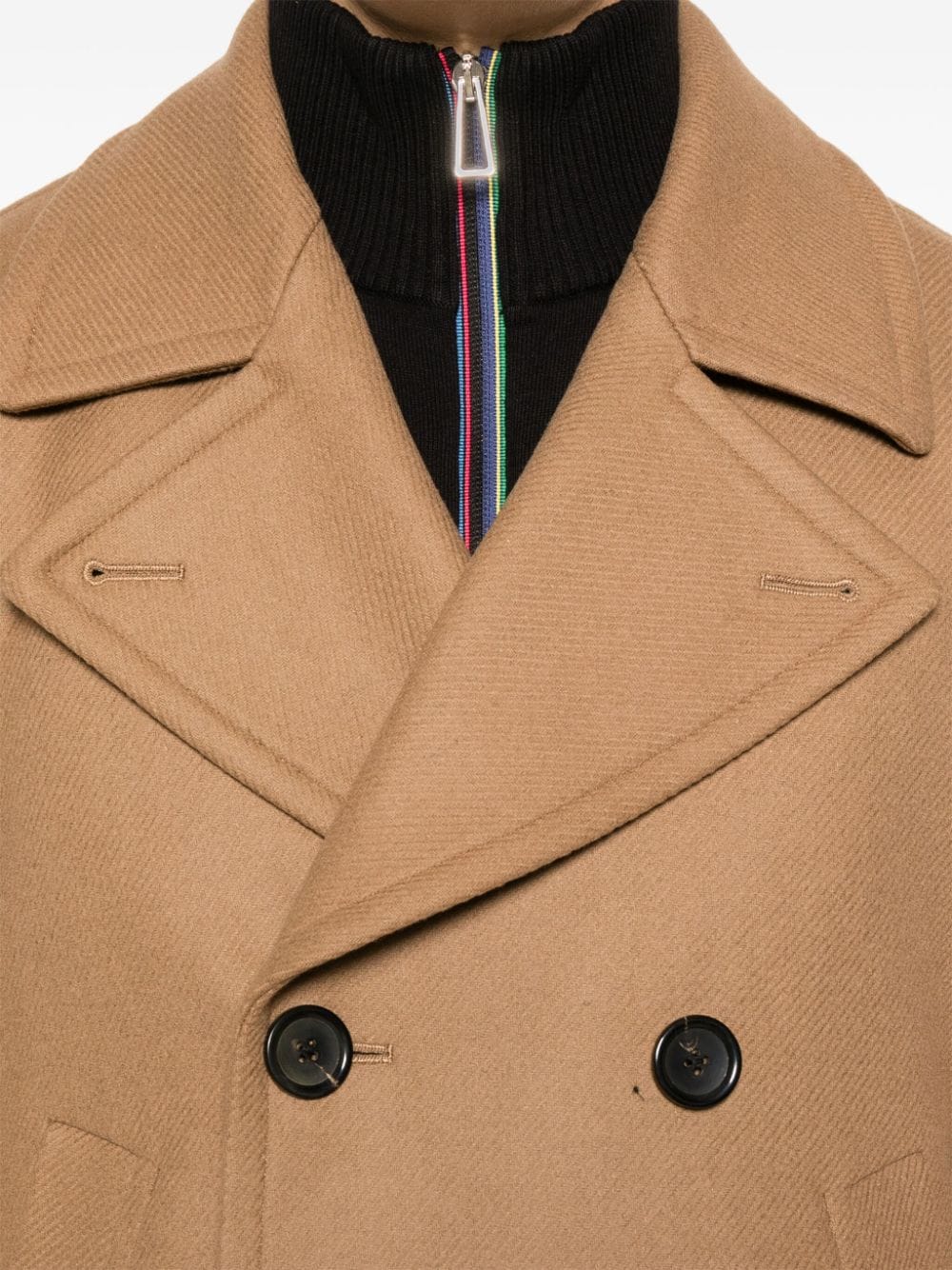 Shop Ps By Paul Smith Notched-lapel Peacoat In Neutrals