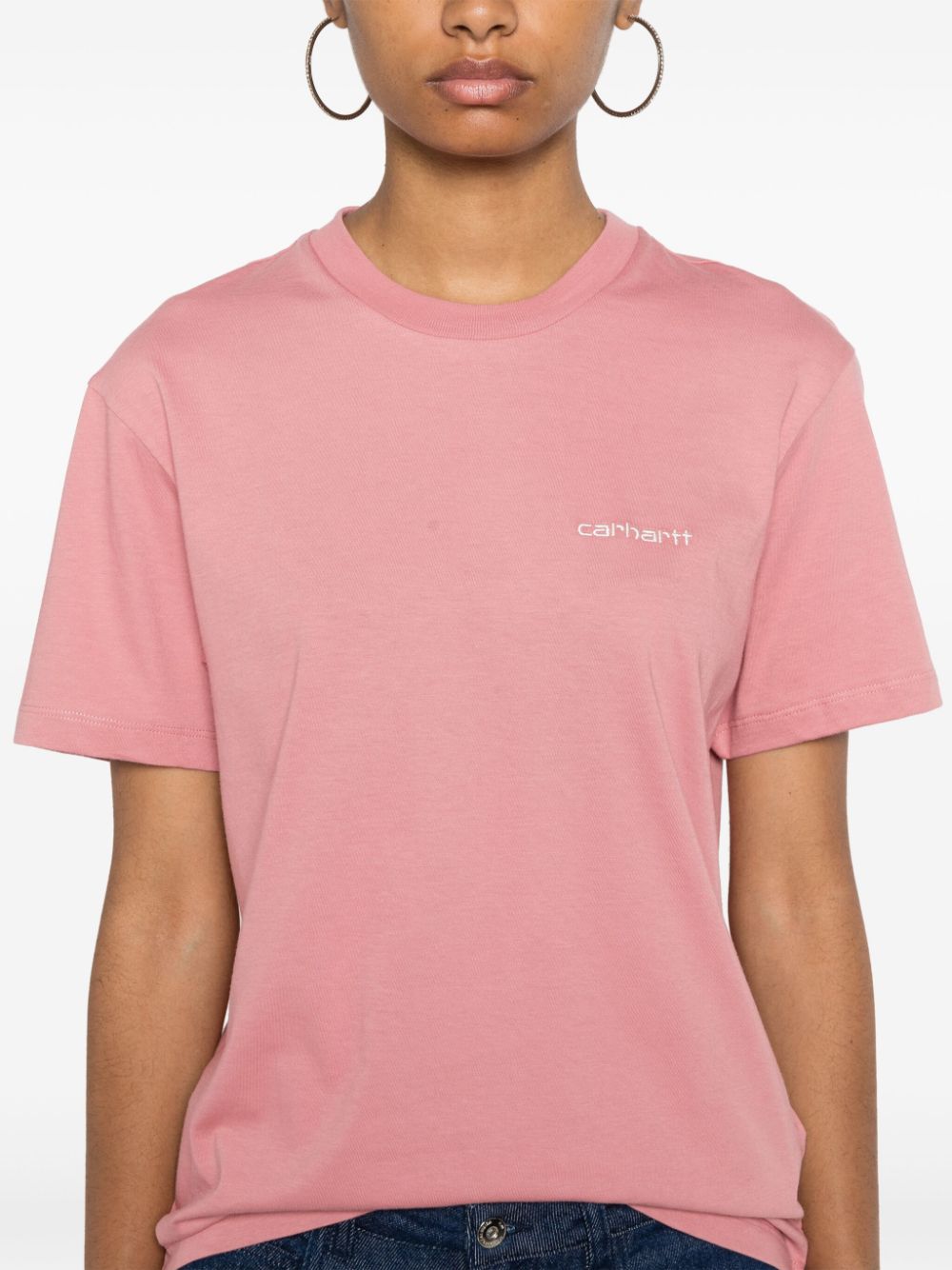 Shop Carhartt Script Embroidery T-shirt In Pink