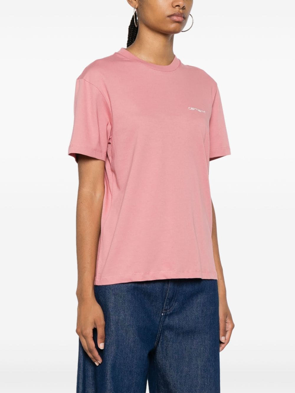 Shop Carhartt Script Embroidery T-shirt In Pink