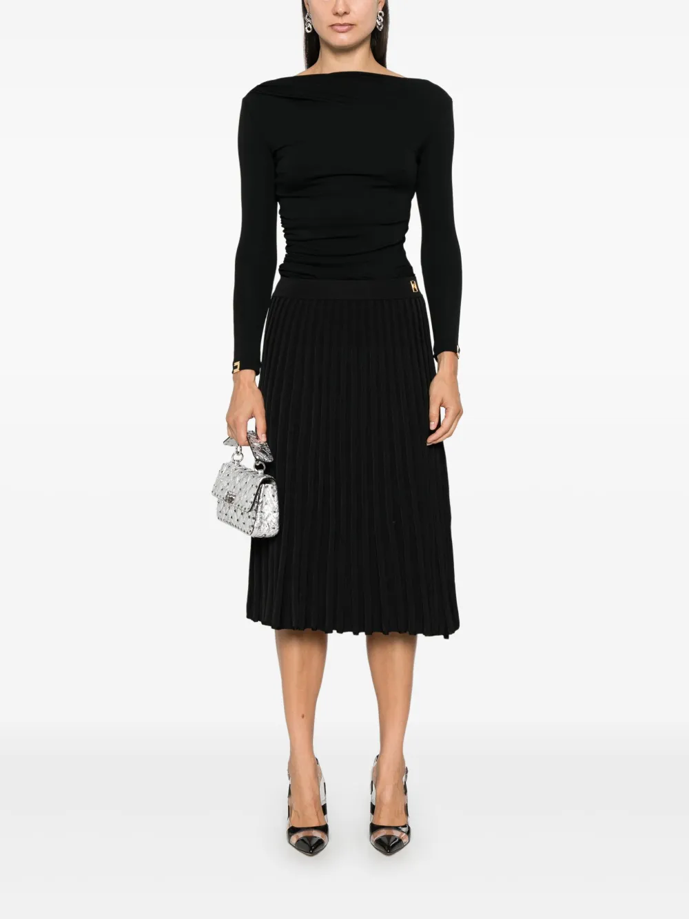 Elisabetta Franchi Gedrapeerde top - Zwart