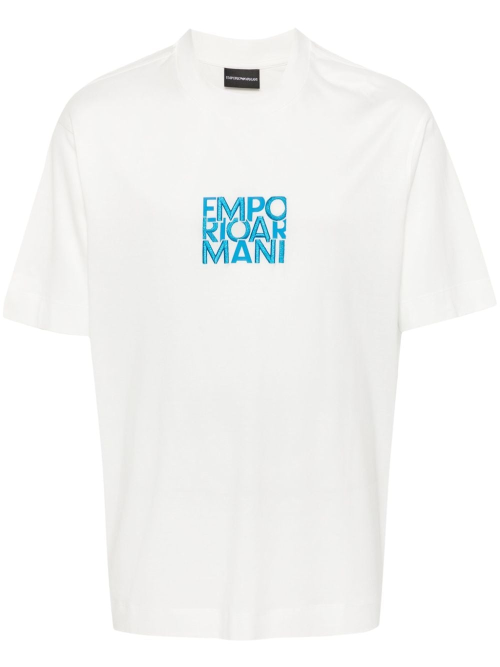 Shop Emporio Armani Logo-embroidered T-shirt In White