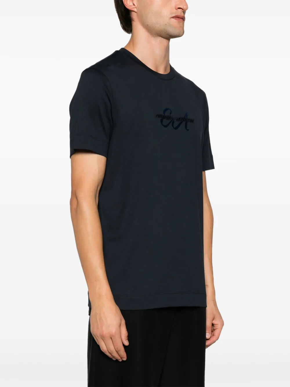 Emporio Armani T-shirt met geborduurd logo Blauw