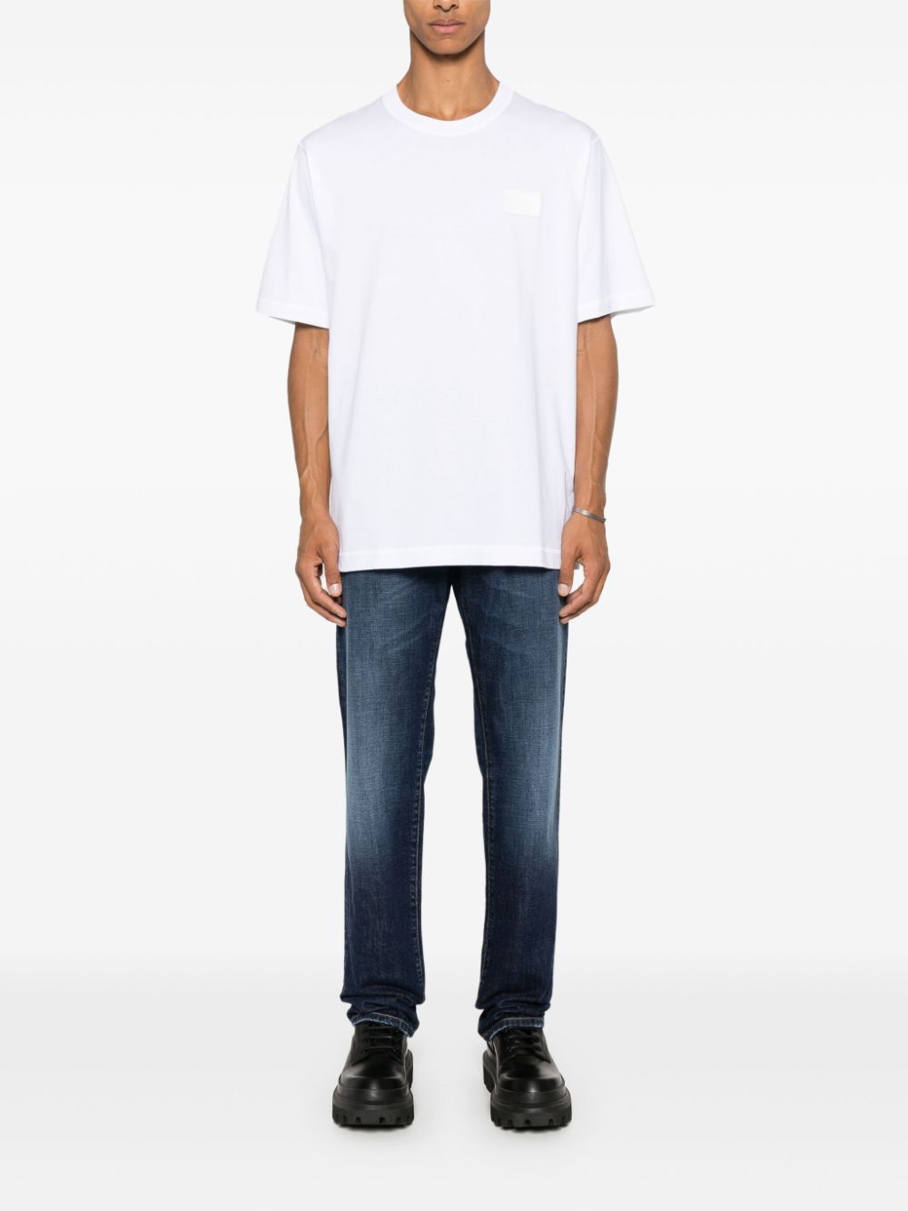 Shop Dolce & Gabbana Logo-tag Cotton T-shirt In White