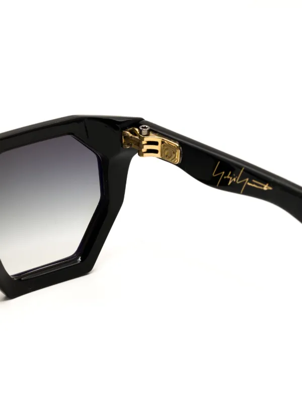Yohji Yamamoto geometric-frame Sunglasses | Black | FARFETCH GE
