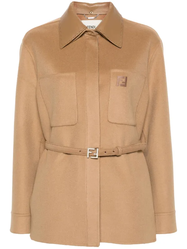 FENDI Cashmere Belted Jacket Brown FARFETCH IE