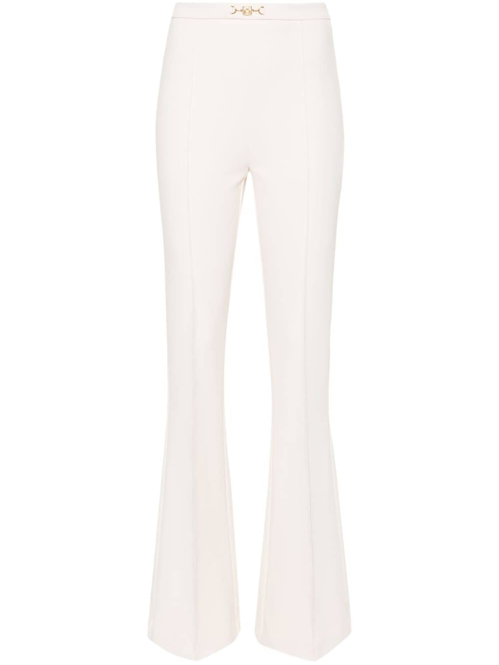 Shop Elisabetta Franchi Flared Trousers In Neutrals