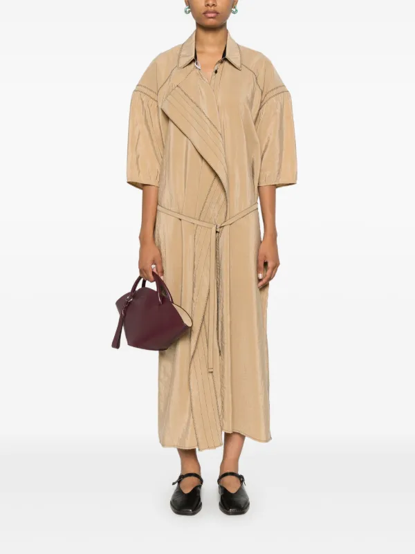 LEMAIRE Embroidered Asymmetrical Shirt Dress | Brown