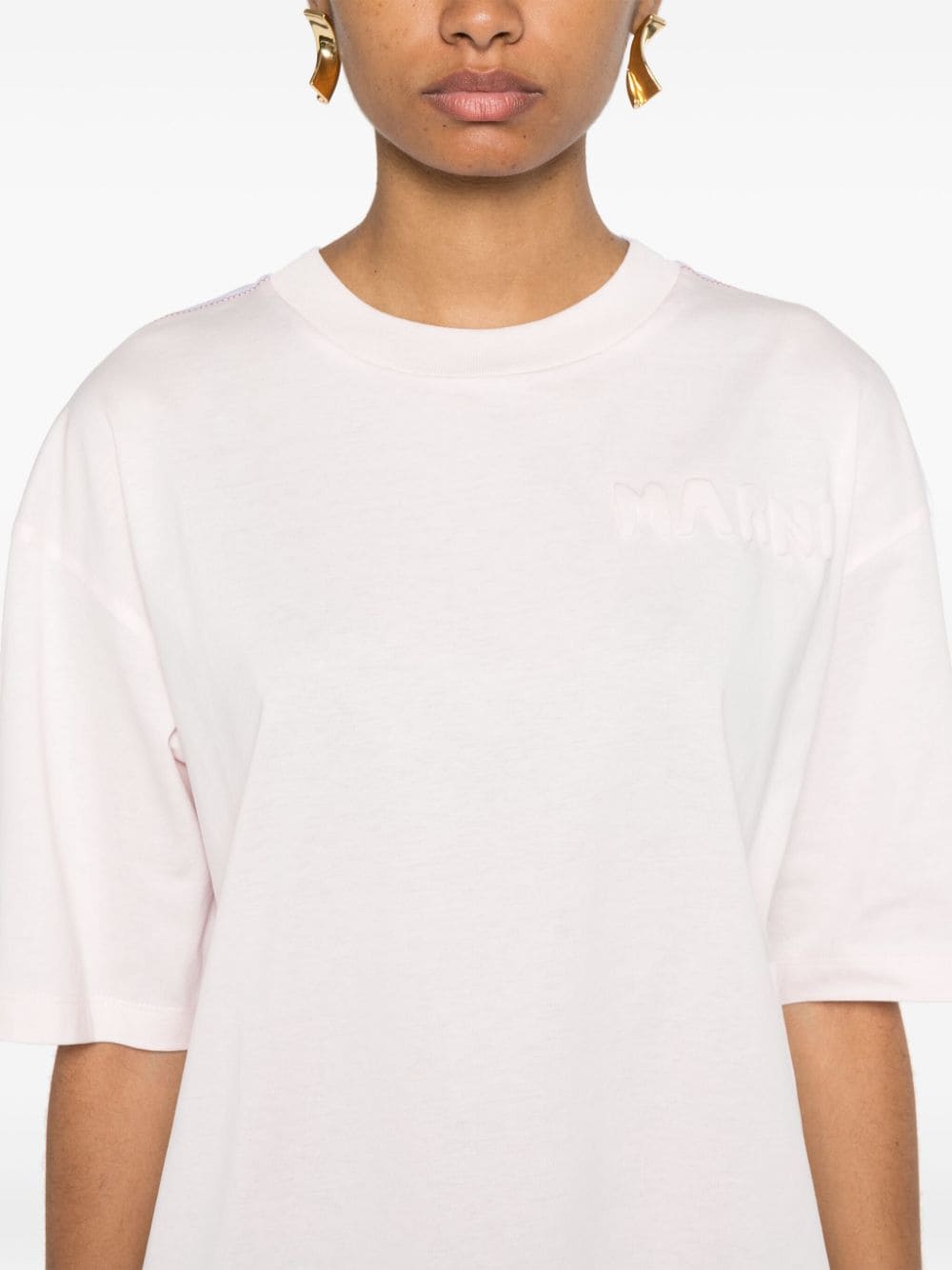 Shop Marni Logo-embossed T-shirt In Pink