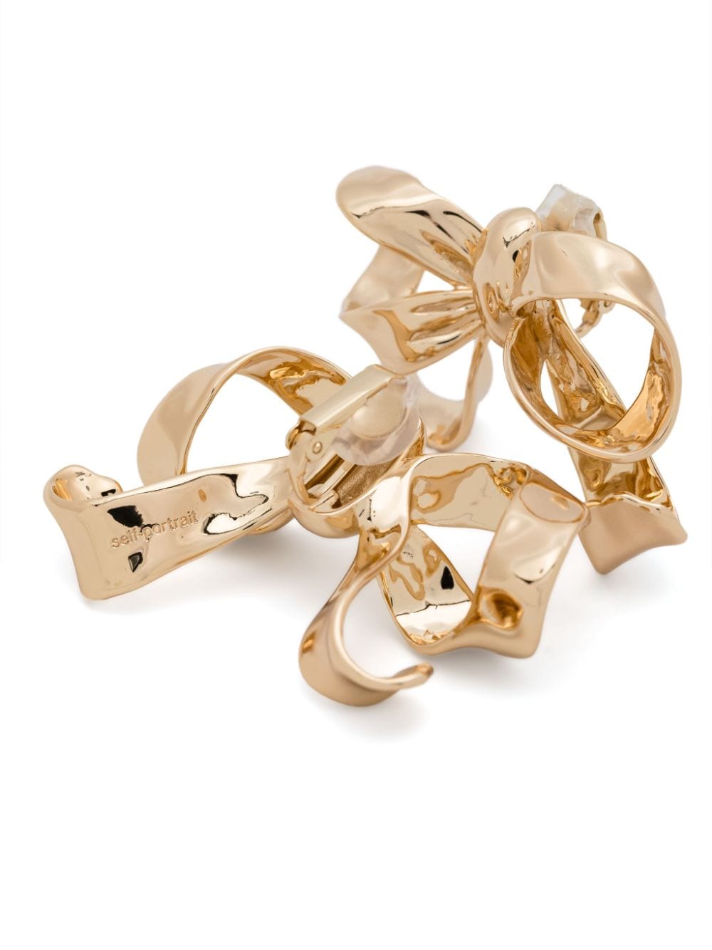 Shop Self-portrait Bow Earrings In Gold