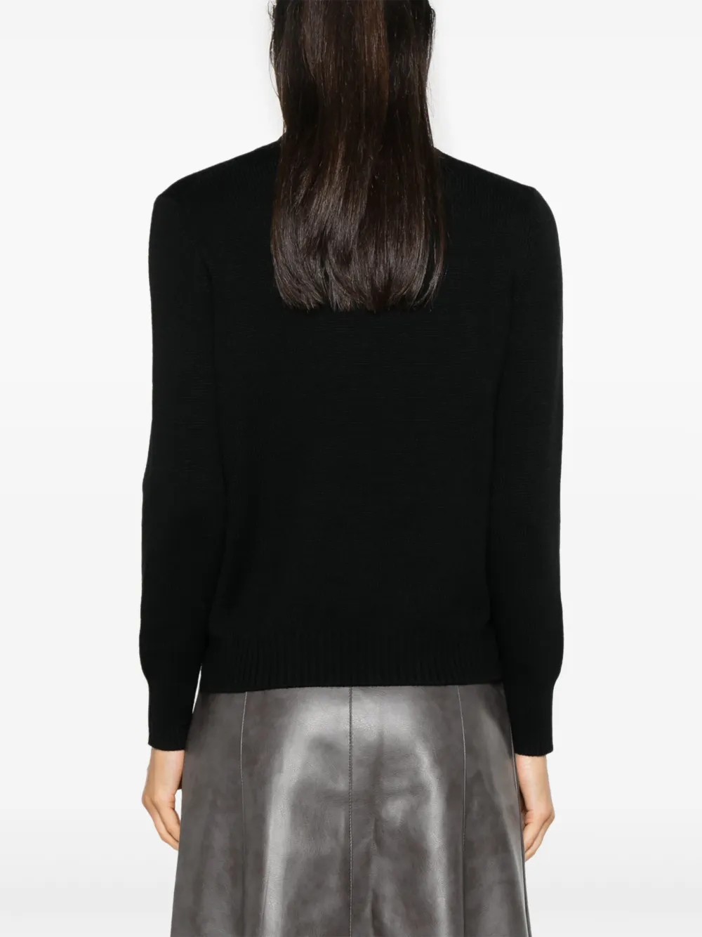 Shop Blanca Vita Ribbed-knit Sweater In Black