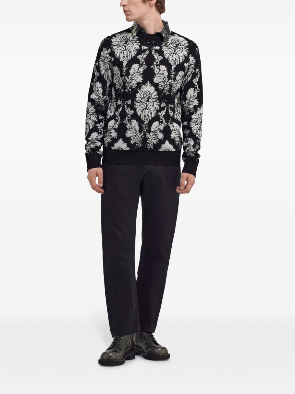 Roberto Cavalli Broccato print sweater - Zwart