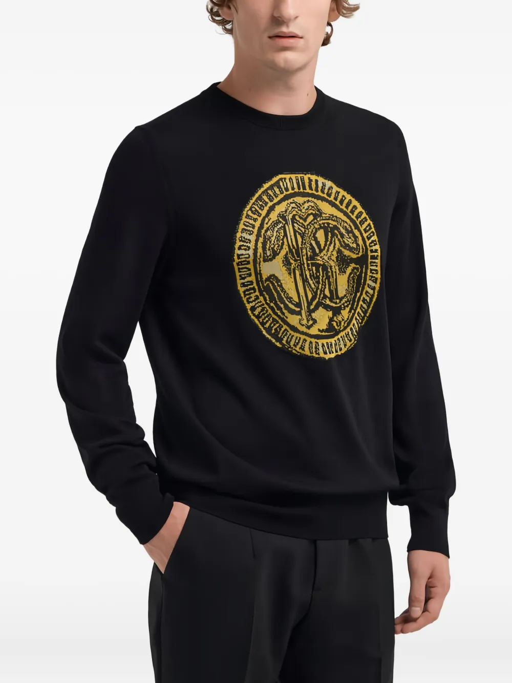 Roberto Cavalli Wollen trui met logo Zwart