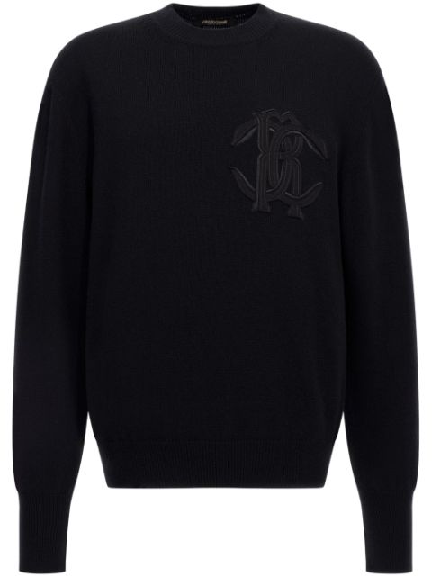 Roberto Cavalli logo-embroidered wool sweatshirt