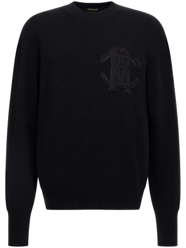 Roberto Cavalli logo embroidered Wool Sweatshirt Black FARFETCH PL