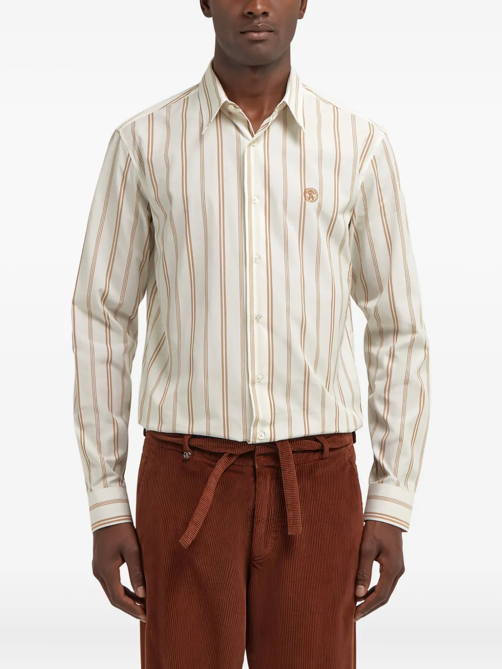 Roberto Cavalli Striped-pattern Buttoned Shirt In Multi