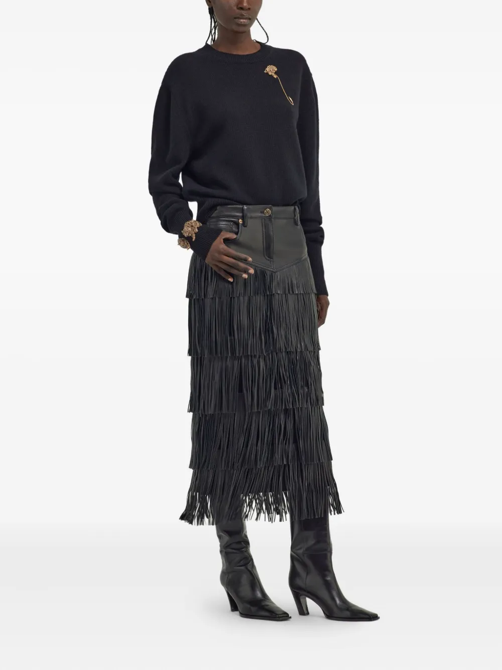 Roberto Cavalli rose-embellished wool sweater | Knitted Sweaters | Image 2