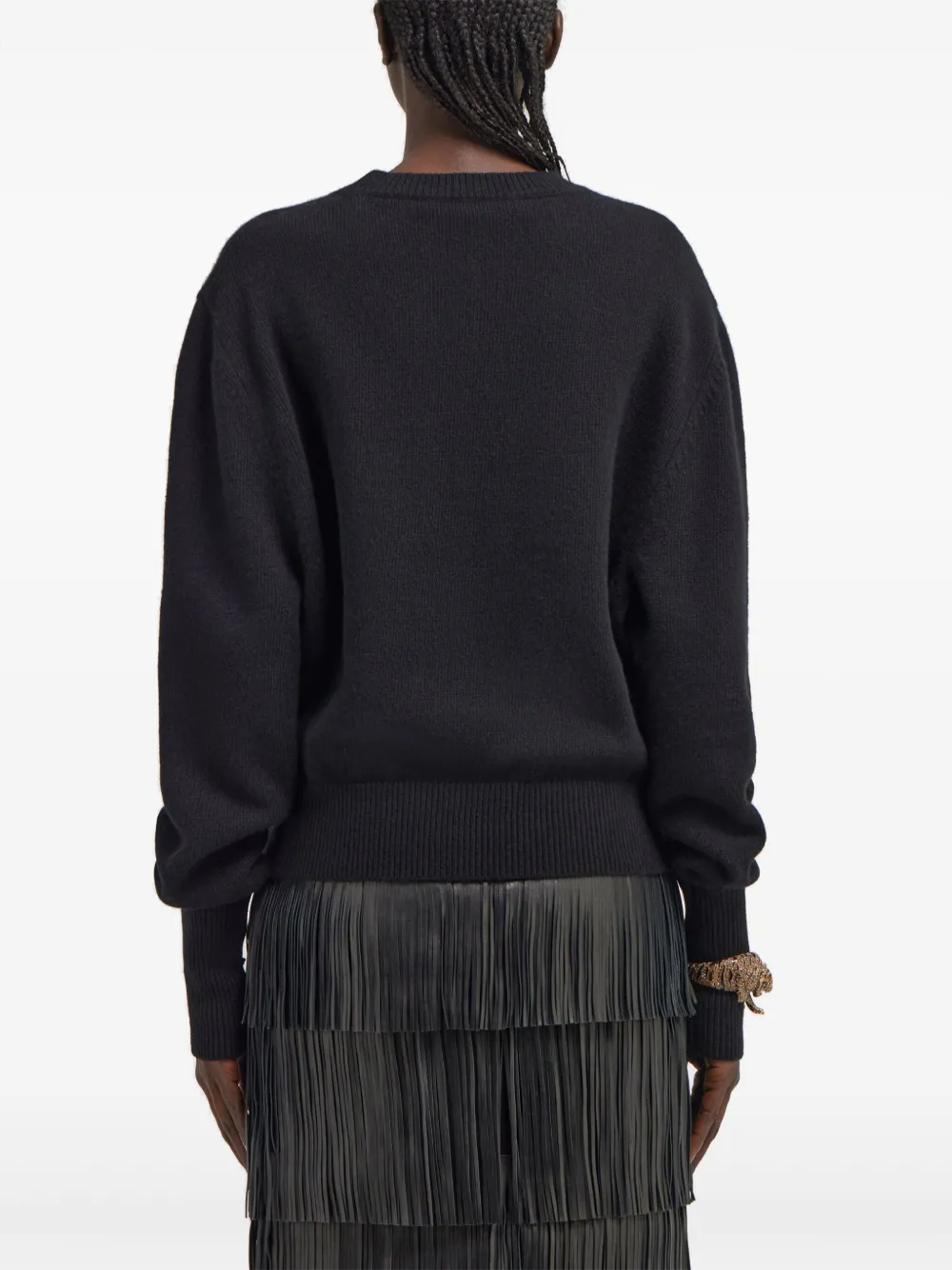 Roberto Cavalli Wollen trui verfraaid met rozen Zwart