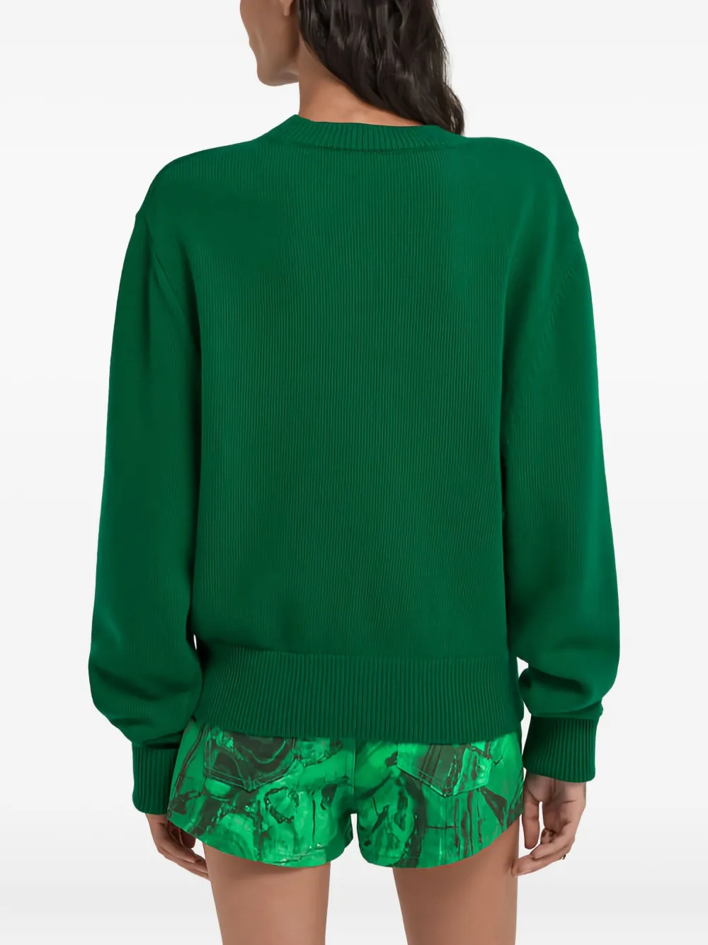 Roberto Cavalli Embroidered Wool Sweater In Green