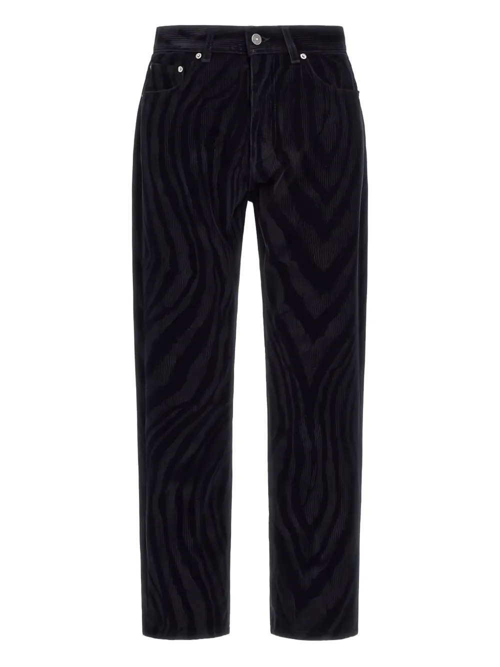 Roberto Cavalli Zebra-print Velvet Trousers In Blue
