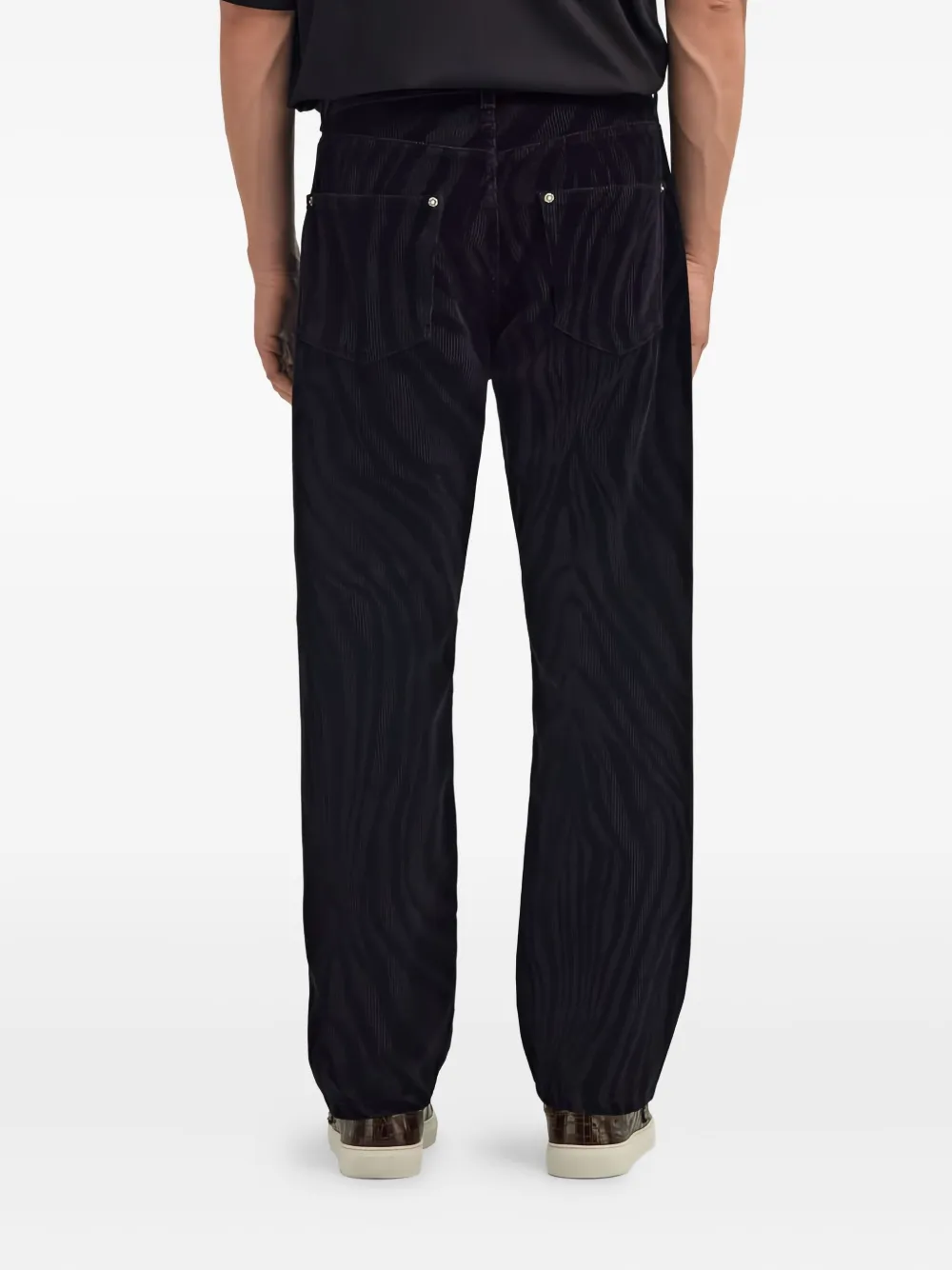 Roberto Cavalli Zebra-print Velvet Trousers In Blue