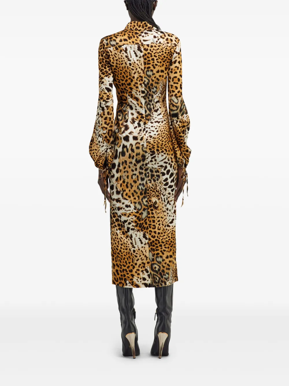 Roberto Cavalli Midi-jurk met luipaardprint Bruin