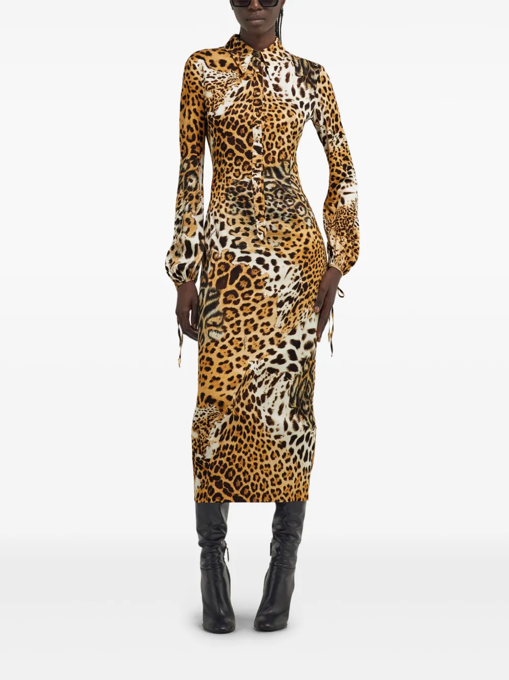 Roberto Cavalli leopard-print midi dress - Bruin