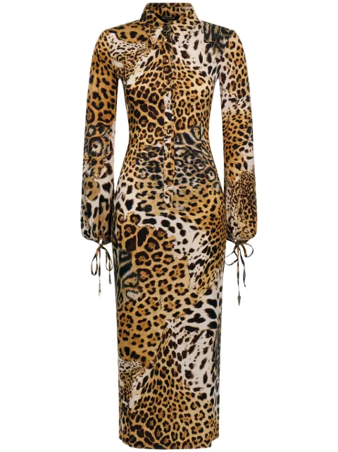 Roberto Cavalli vestido midi con estampado de leopardo