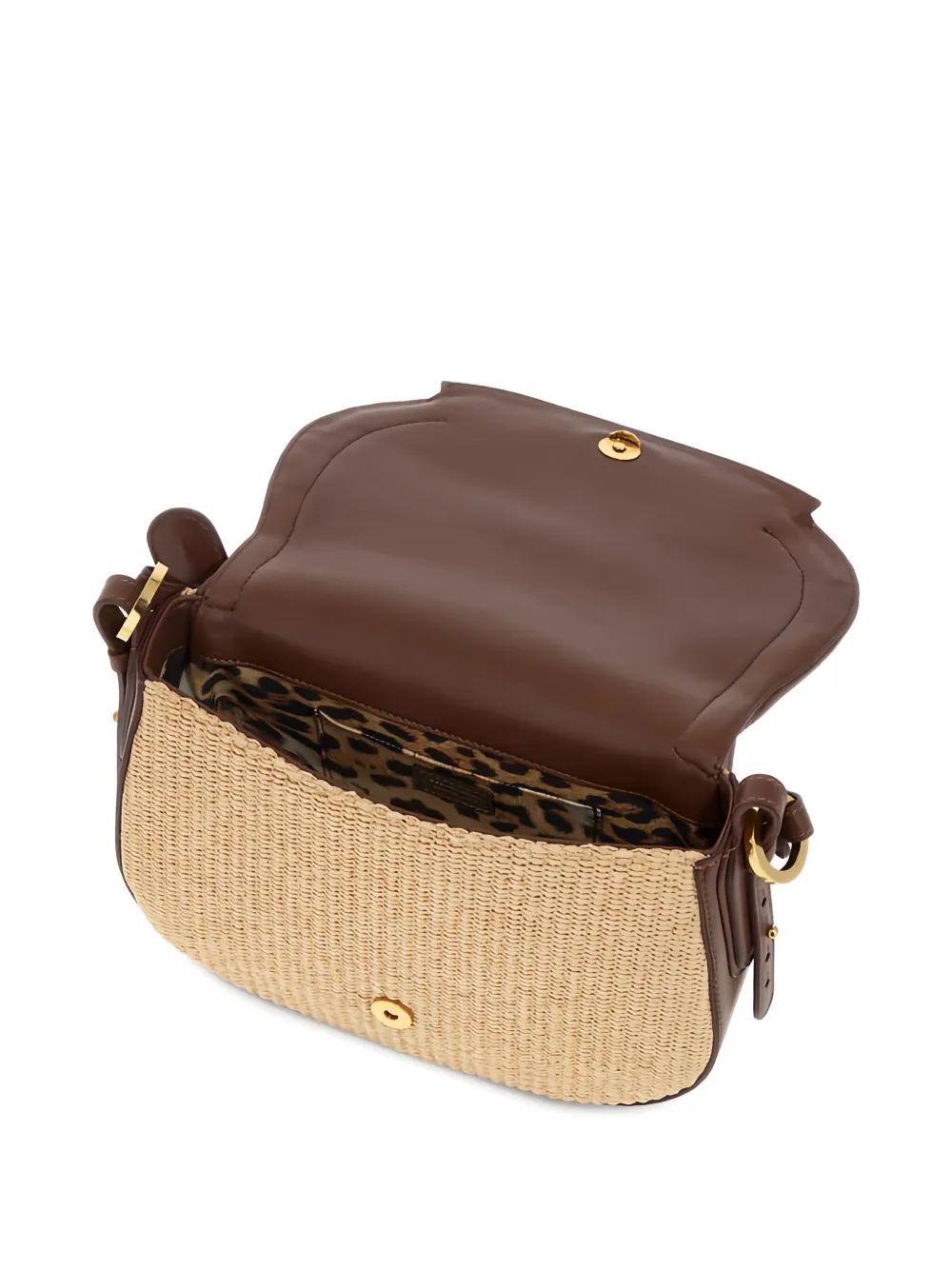 Roberto Cavalli Fang Woven Shoulder Bag In Neutral