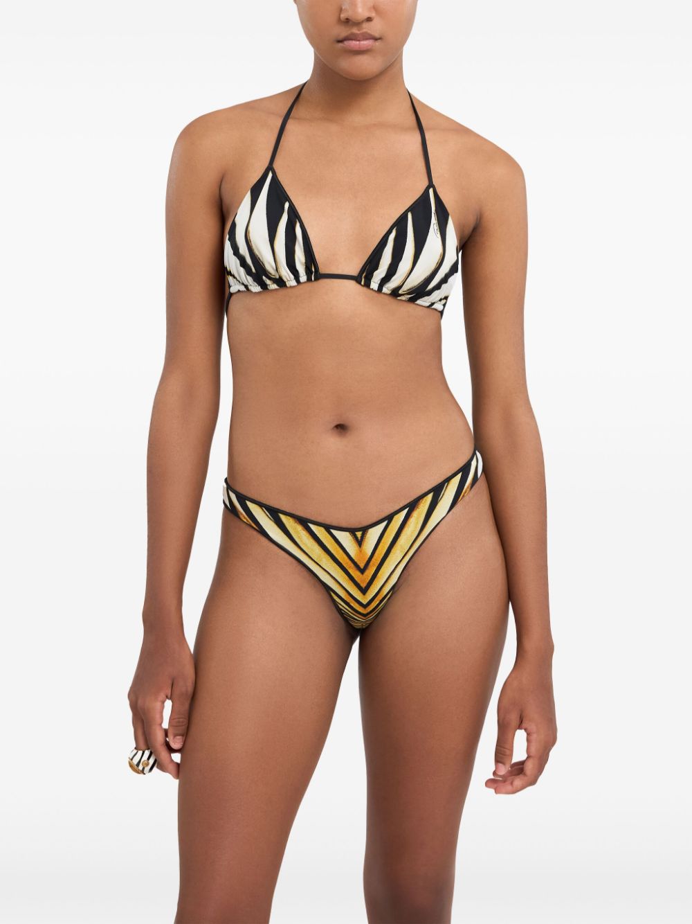 Shop Roberto Cavalli Ray Of Gold-print Bikini Bottoms