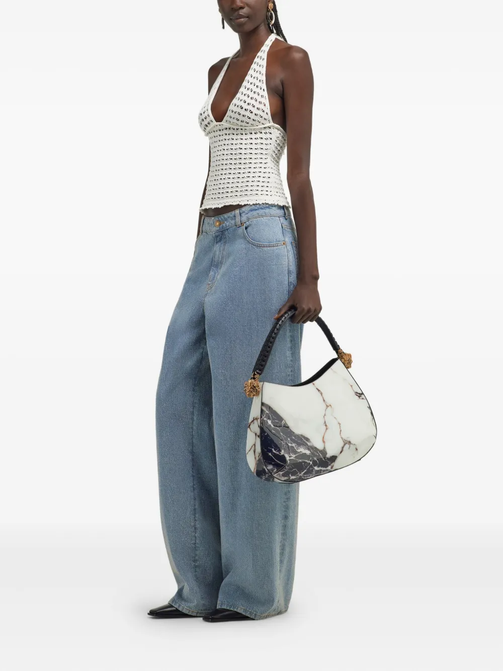 Roberto Cavalli Gebreide top met halternek Wit