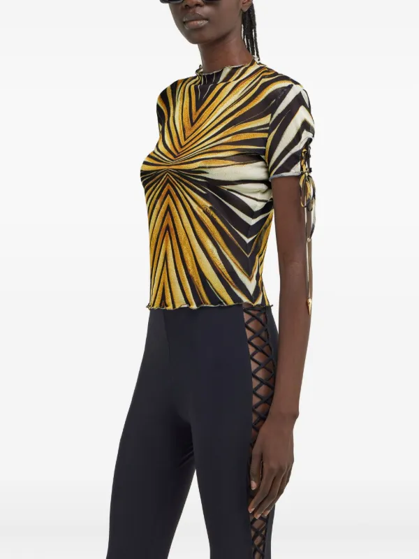 printed flared trousers