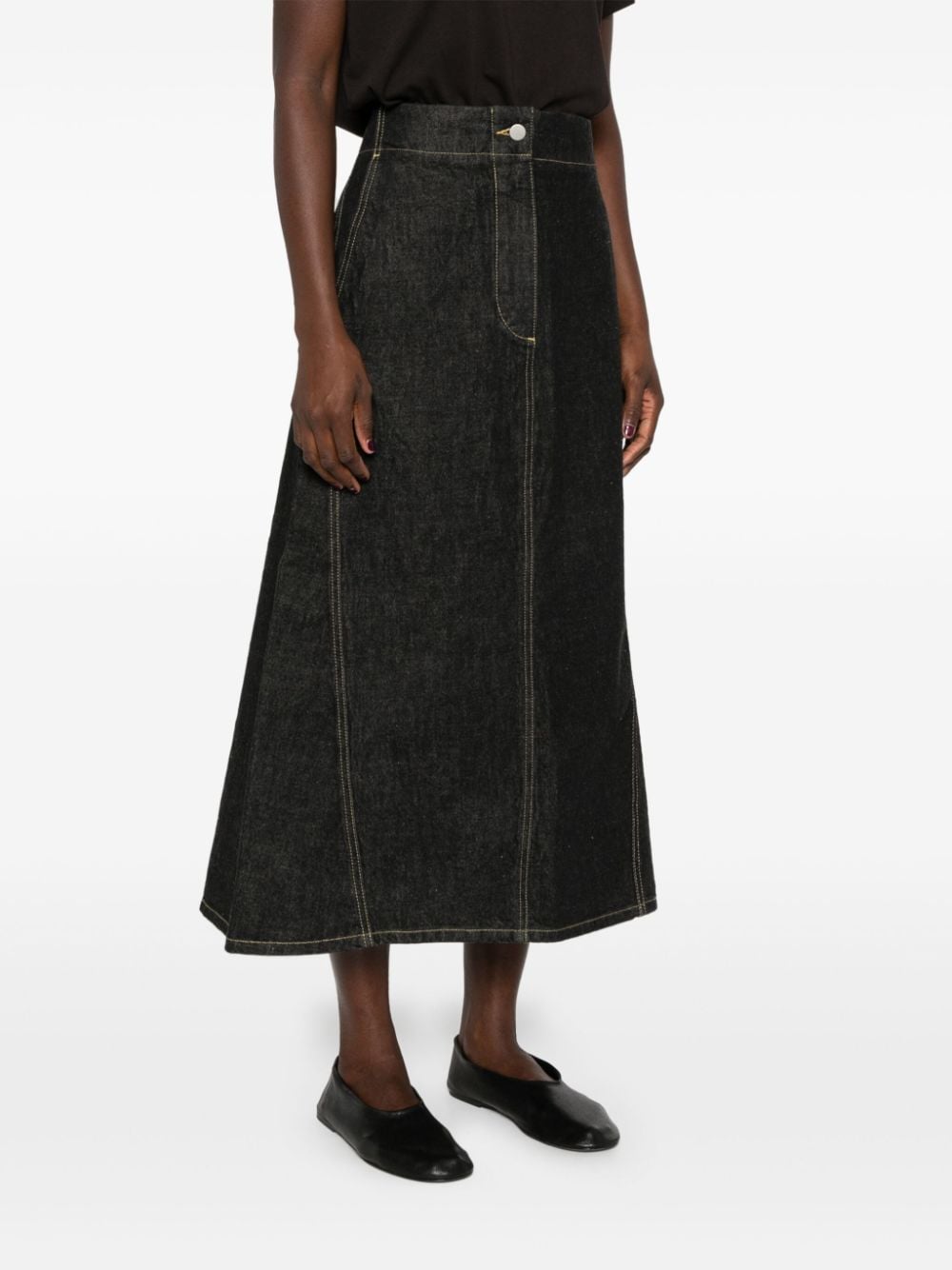 Shop Studio Nicholson Garner Midi Skirt In Black