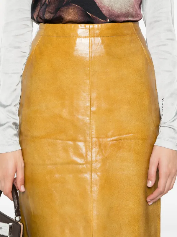 Leather midi skirt pockets best sale