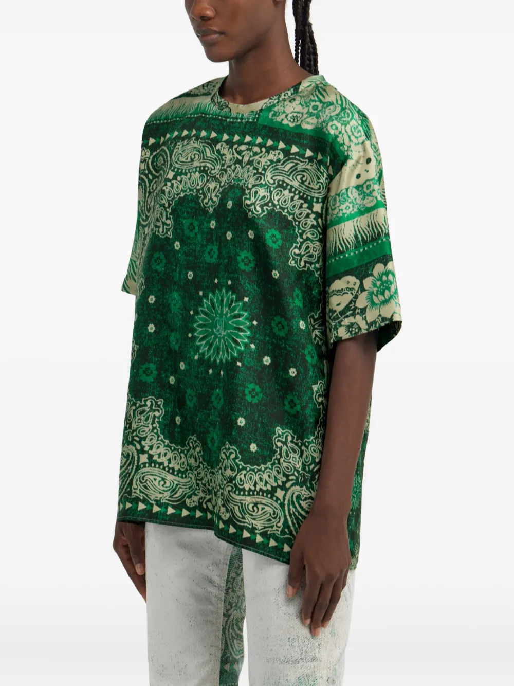 Roberto Cavalli T-shirt met bandanaprint Groen