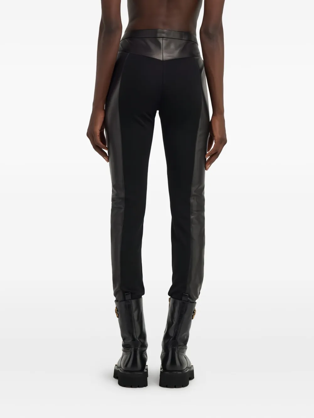 Roberto Cavalli Leather-panelled Leggings In Black