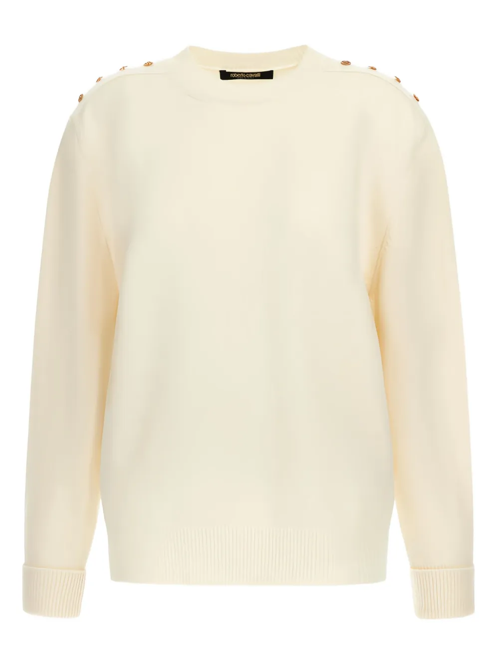 Roberto Cavalli button-embellished wool sweater | Neutrals | Image 1