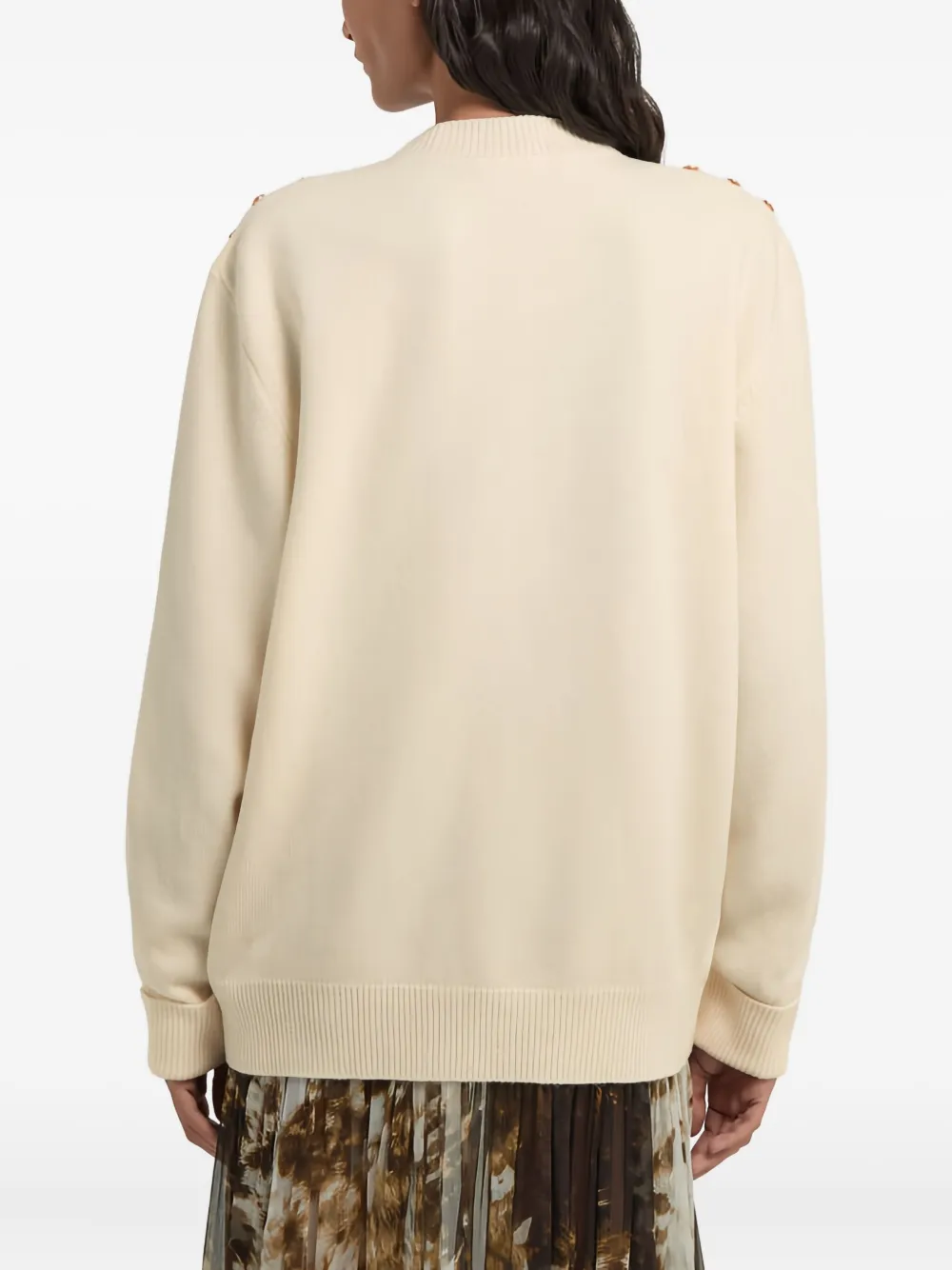 Roberto Cavalli Button-embellished Wool Sweater In Neutral