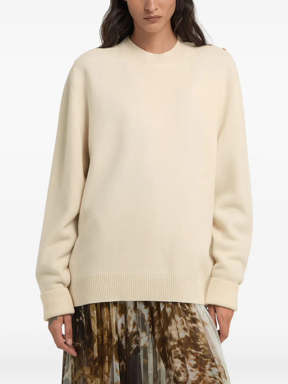Roberto Cavalli Button-embellished Wool Sweater In Neutral