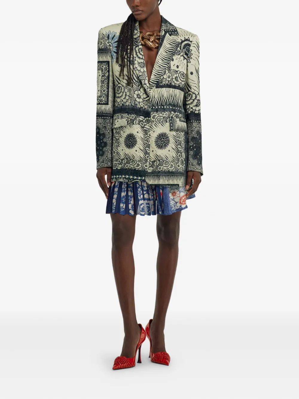 Roberto Cavalli Blazer met bandanaprint Blauw