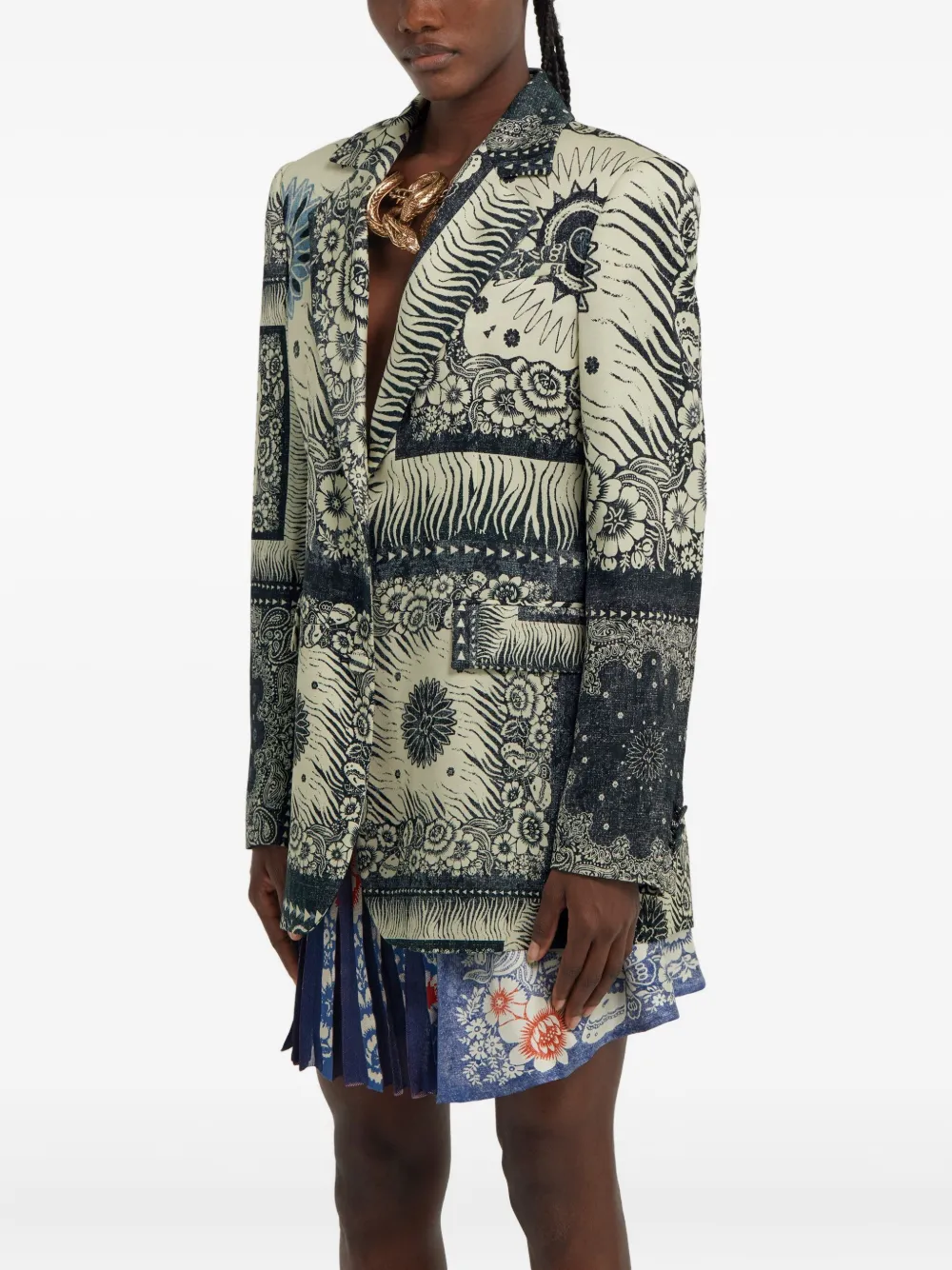 Roberto Cavalli Blazer met bandanaprint Blauw