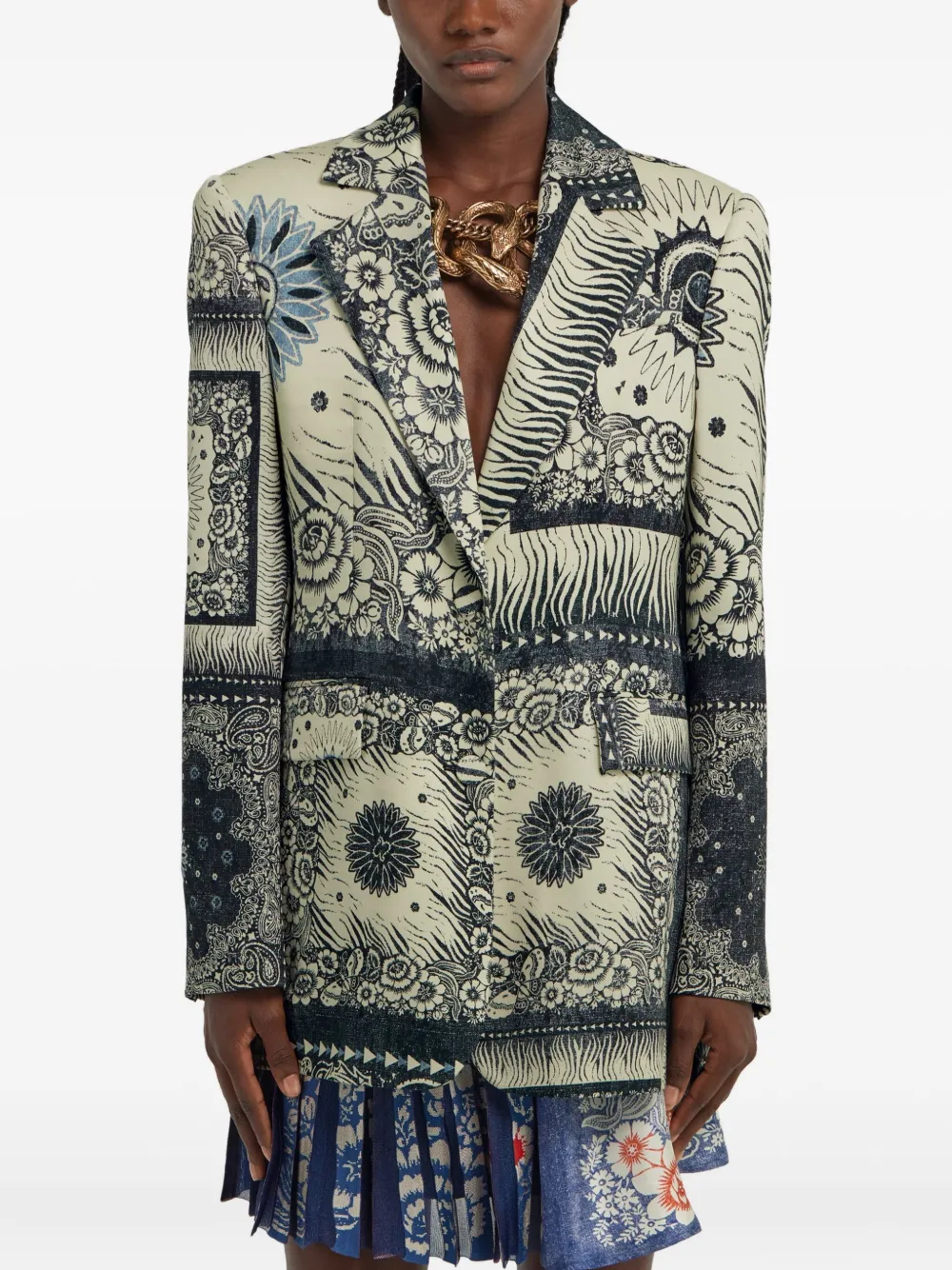 Roberto Cavalli Blazer met bandanaprint Blauw