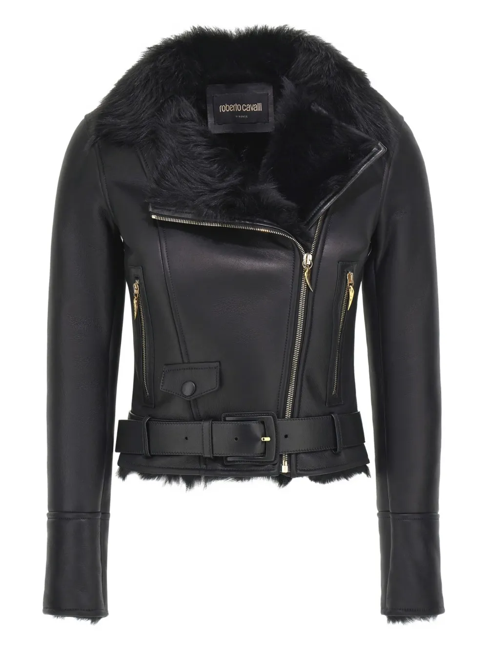 Roberto Cavalli shearling leather jacket | Black | Image 1