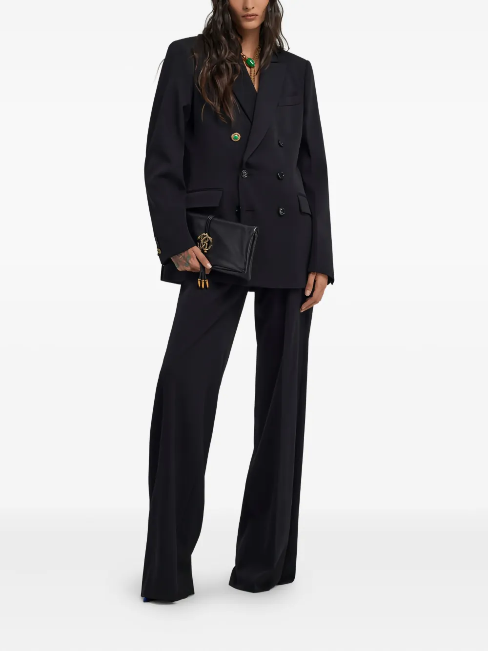 Roberto Cavalli Double-breasted Blazer In Black